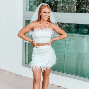 Fashion nova feather skirt set